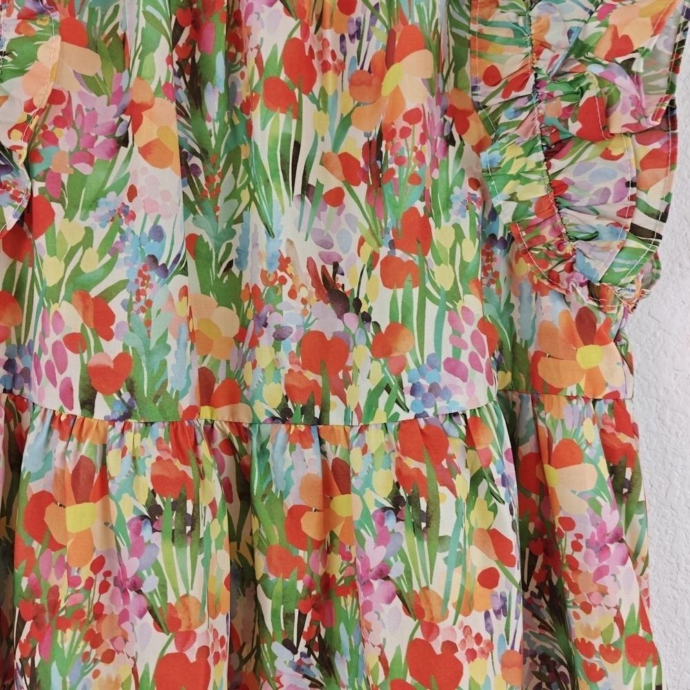 THML NWT Garden Floral Mini Ruffle Sleeve Dress Size Small - Picture 10 of 16
